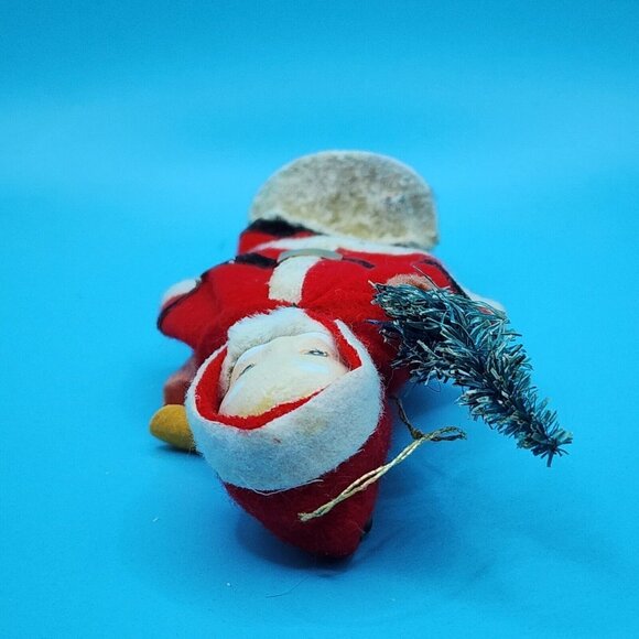 1950s Santa Claus Ornament Japan Red Felt Delta Novelty Bottle Brush Tree - Picture 8 of 10